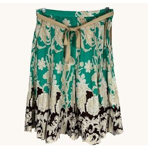 Coldwater Creek M/PM Crinkle Cotton Skirt Floral Embroidered Boho Chic Artisanal